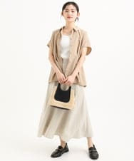F1HGD55170 MK MICHEL KLEIN(小さいサイズ)(メゾン ドゥ サンク) 【小さいサイズ】[UVカット/洗える]リネン混フレアースカート ベージュ