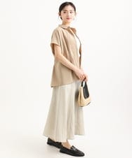 F1HGD55170 MK MICHEL KLEIN(小さいサイズ)(メゾン ドゥ サンク) 【小さいサイズ】[UVカット/洗える]リネン混フレアースカート ベージュ