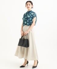 F1HGD55170 MK MICHEL KLEIN(小さいサイズ)(メゾン ドゥ サンク) 【小さいサイズ】[UVカット/洗える]リネン混フレアースカート ベージュ