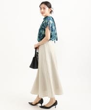 F1HGD55170 MK MICHEL KLEIN(小さいサイズ)(メゾン ドゥ サンク) 【小さいサイズ】[UVカット/洗える]リネン混フレアースカート ベージュ