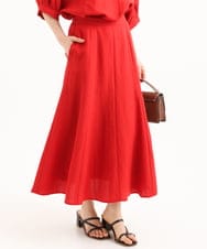 F1HGD55170 MK MICHEL KLEIN(小さいサイズ)(メゾン ドゥ サンク) 【小さいサイズ】[UVカット/洗える]リネン混フレアースカート ベージュ