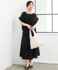 F1HGD55170 MK MICHEL KLEIN(小さいサイズ)(メゾン ドゥ サンク) 【小さいサイズ】[UVカット/洗える]リネン混フレアースカート ベージュ