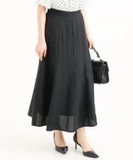 F1HGD55170 MK MICHEL KLEIN(小さいサイズ)(メゾン ドゥ サンク) 【小さいサイズ】[UVカット/洗える]リネン混フレアースカート ベージュ