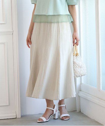 F1HGD55170 MK MICHEL KLEIN(小さいサイズ) 【小さいサイズ】[UVカット/洗える]リネン混フレアースカート