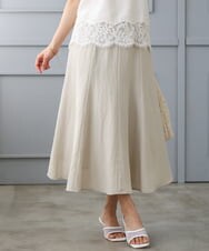 F1HGD55170 MK MICHEL KLEIN(小さいサイズ)(メゾン ドゥ サンク) 【小さいサイズ】[UVカット/洗える]リネン混フレアースカート ベージュ