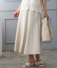 F1HGD55170 MK MICHEL KLEIN(小さいサイズ)(メゾン ドゥ サンク) 【小さいサイズ】[UVカット/洗える]リネン混フレアースカート ベージュ