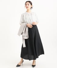 F1HGD55170 MK MICHEL KLEIN(小さいサイズ)(メゾン ドゥ サンク) 【小さいサイズ】[UVカット/洗える]リネン混フレアースカート ベージュ
