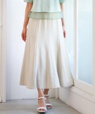 F1HGD55170 MK MICHEL KLEIN(小さいサイズ)(メゾン ドゥ サンク) 【小さいサイズ】[UVカット/洗える]リネン混フレアースカート ベージュ