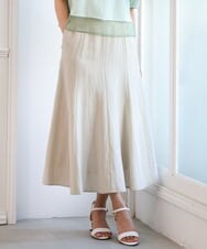 F1HGD55170 MK MICHEL KLEIN(小さいサイズ)(メゾン ドゥ サンク) 【小さいサイズ】[UVカット/洗える]リネン混フレアースカート ベージュ