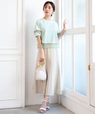 F1HGD55170 MK MICHEL KLEIN(小さいサイズ)(メゾン ドゥ サンク) 【小さいサイズ】[UVカット/洗える]リネン混フレアースカート ベージュ