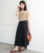 F1HGD55170 MK MICHEL KLEIN(小さいサイズ)(メゾン ドゥ サンク) 【小さいサイズ】[UVカット/洗える]リネン混フレアースカート ベージュ