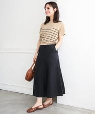 F1HGD55170 MK MICHEL KLEIN(小さいサイズ)(メゾン ドゥ サンク) 【小さいサイズ】[UVカット/洗える]リネン混フレアースカート ベージュ