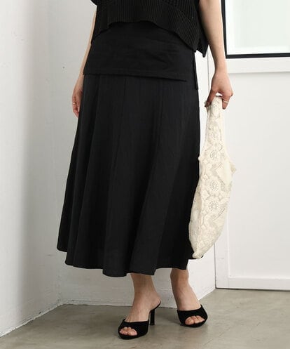 F1HGD55170 MK MICHEL KLEIN(小さいサイズ) 【小さいサイズ】[UVカット/洗える]リネン混フレアースカート