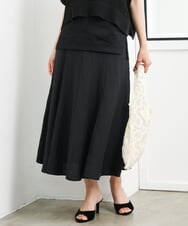 F1HGD55170 MK MICHEL KLEIN(小さいサイズ)(メゾン ドゥ サンク) 【小さいサイズ】[UVカット/洗える]リネン混フレアースカート ブラック
