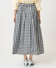 F1HGE27160 MK MICHEL KLEIN(小さいサイズ)(メゾン ドゥ サンク) 【小さいサイズ】タックフレアスカート（ギンガムチェック）/洗濯機で洗える ブラック