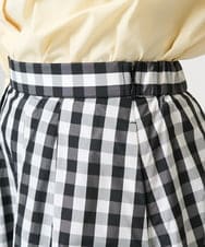 F1HGE27160 MK MICHEL KLEIN(小さいサイズ)(メゾン ドゥ サンク) 【小さいサイズ】タックフレアスカート（ギンガムチェック）/洗濯機で洗える ブラック