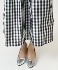 F1HGE27160 MK MICHEL KLEIN(小さいサイズ)(メゾン ドゥ サンク) 【小さいサイズ】タックフレアスカート（ギンガムチェック）/洗濯機で洗える ブラック