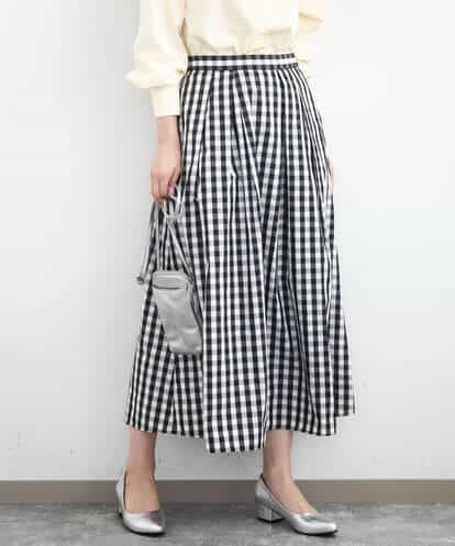 F1HGE27160  【小さいサイズ】タックフレアスカート（ギンガムチェック）/洗濯機で洗える