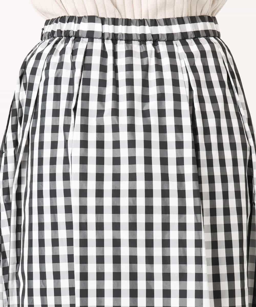 F1HGE27160 MK MICHEL KLEIN(小さいサイズ)(メゾン ドゥ サンク) 【小さいサイズ】タックフレアスカート（ギンガムチェック）/洗濯機で洗える ブラック