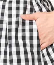 F1HGE27160 MK MICHEL KLEIN(小さいサイズ)(メゾン ドゥ サンク) 【小さいサイズ】タックフレアスカート（ギンガムチェック）/洗濯機で洗える ブラック