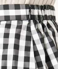 F1HGE27160 MK MICHEL KLEIN(小さいサイズ)(メゾン ドゥ サンク) 【小さいサイズ】タックフレアスカート（ギンガムチェック）/洗濯機で洗える ブラック