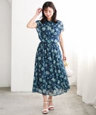F1HGF05140 MK MICHEL KLEIN(小さいサイズ)(メゾン ドゥ サンク) 【小さいサイズ】更紗プリント花柄シフォンスカート/丈の長さが選べる/洗濯機で洗える/セットアップ対応 ベージュ