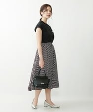 F1HGP02140 MK MICHEL KLEIN(小さいサイズ)(メゾン ドゥ サンク) 【小さいサイズ/洗える】クラシカル幾何プリントスカート オレンジ