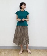 F1HGP02140 MK MICHEL KLEIN(小さいサイズ)(メゾン ドゥ サンク) 【小さいサイズ/洗える】クラシカル幾何プリントスカート オレンジ