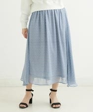 F1HGS04140 MK MICHEL KLEIN(小さいサイズ)(メゾン ドゥ サンク) 【小さいサイズ】幾何柄シフォンスカート/丈の長さが選べる/洗える ライトブルー