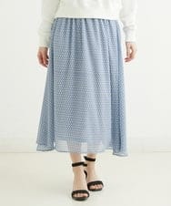 F1HGS04140 MK MICHEL KLEIN(小さいサイズ)(メゾン ドゥ サンク) 【小さいサイズ】幾何柄シフォンスカート/丈の長さが選べる/洗える ライトブルー