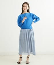 F1HGS04140 MK MICHEL KLEIN(小さいサイズ)(メゾン ドゥ サンク) 【小さいサイズ】幾何柄シフォンスカート/丈の長さが選べる/洗える ライトブルー