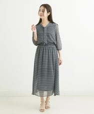 F1HGS04140 MK MICHEL KLEIN(小さいサイズ)(メゾン ドゥ サンク) 【小さいサイズ】幾何柄シフォンスカート/丈の長さが選べる/洗える ライトブルー