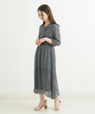F1HGS04140 MK MICHEL KLEIN(小さいサイズ)(メゾン ドゥ サンク) 【小さいサイズ】幾何柄シフォンスカート/丈の長さが選べる/洗える ライトブルー