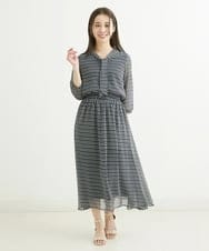 F1HGS04140 MK MICHEL KLEIN(小さいサイズ)(メゾン ドゥ サンク) 【小さいサイズ】幾何柄シフォンスカート/丈の長さが選べる/洗える ライトブルー