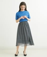 F1HGS04140 MK MICHEL KLEIN(小さいサイズ)(メゾン ドゥ サンク) 【小さいサイズ】幾何柄シフォンスカート/丈の長さが選べる/洗える ライトブルー