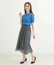 F1HGS04140 MK MICHEL KLEIN(小さいサイズ)(メゾン ドゥ サンク) 【小さいサイズ】幾何柄シフォンスカート/丈の長さが選べる/洗える ライトブルー