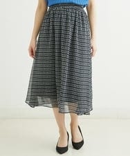 F1HGS04140 MK MICHEL KLEIN(小さいサイズ)(メゾン ドゥ サンク) 【小さいサイズ】幾何柄シフォンスカート/丈の長さが選べる/洗える ライトブルー