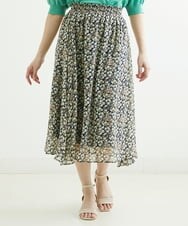 F1HGS06140 MK MICHEL KLEIN(小さいサイズ)(メゾン ドゥ サンク) 【小さいサイズ】小花柄シフォンスカート/丈の長さが選べる/洗える ネイビー