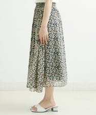 F1HGS06140 MK MICHEL KLEIN(小さいサイズ)(メゾン ドゥ サンク) 【小さいサイズ】小花柄シフォンスカート/丈の長さが選べる/洗える ネイビー