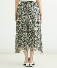 F1HGS06140 MK MICHEL KLEIN(小さいサイズ)(メゾン ドゥ サンク) 【小さいサイズ】小花柄シフォンスカート/丈の長さが選べる/洗える ネイビー