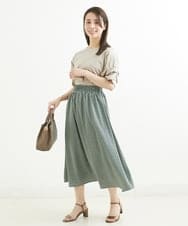 F1HGS07140 MK MICHEL KLEIN(小さいサイズ)(メゾン ドゥ サンク) 【小さいサイズ】幾何柄スカート/丈の長さが選べる/洗える ピンクベージュ