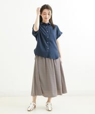F1HGS07140 MK MICHEL KLEIN(小さいサイズ)(メゾン ドゥ サンク) 【小さいサイズ】幾何柄スカート/丈の長さが選べる/洗える ピンクベージュ