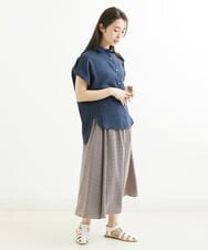 F1HGS07140 MK MICHEL KLEIN(小さいサイズ)(メゾン ドゥ サンク) 【小さいサイズ】幾何柄スカート/丈の長さが選べる/洗える ピンクベージュ