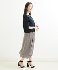 F1HGS07140 MK MICHEL KLEIN(小さいサイズ)(メゾン ドゥ サンク) 【小さいサイズ】幾何柄スカート/丈の長さが選べる/洗える ピンクベージュ