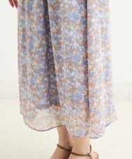 F1HGS08140 MK MICHEL KLEIN(小さいサイズ)(メゾン ドゥ サンク) 【小さいサイズ】花柄シフォンスカート/丈の長さが選べる/洗える ライトブルー