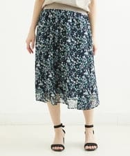 F1HGS08140 MK MICHEL KLEIN(小さいサイズ)(メゾン ドゥ サンク) 【小さいサイズ】花柄シフォンスカート/丈の長さが選べる/洗える ライトブルー