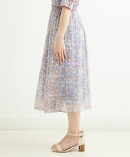 F1HGS08140 MK MICHEL KLEIN(小さいサイズ)(メゾン ドゥ サンク) 【小さいサイズ】花柄シフォンスカート/丈の長さが選べる/洗える ライトブルー
