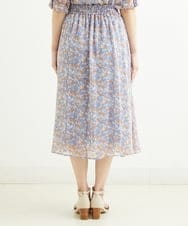 F1HGS08140 MK MICHEL KLEIN(小さいサイズ)(メゾン ドゥ サンク) 【小さいサイズ】花柄シフォンスカート/丈の長さが選べる/洗える ライトブルー