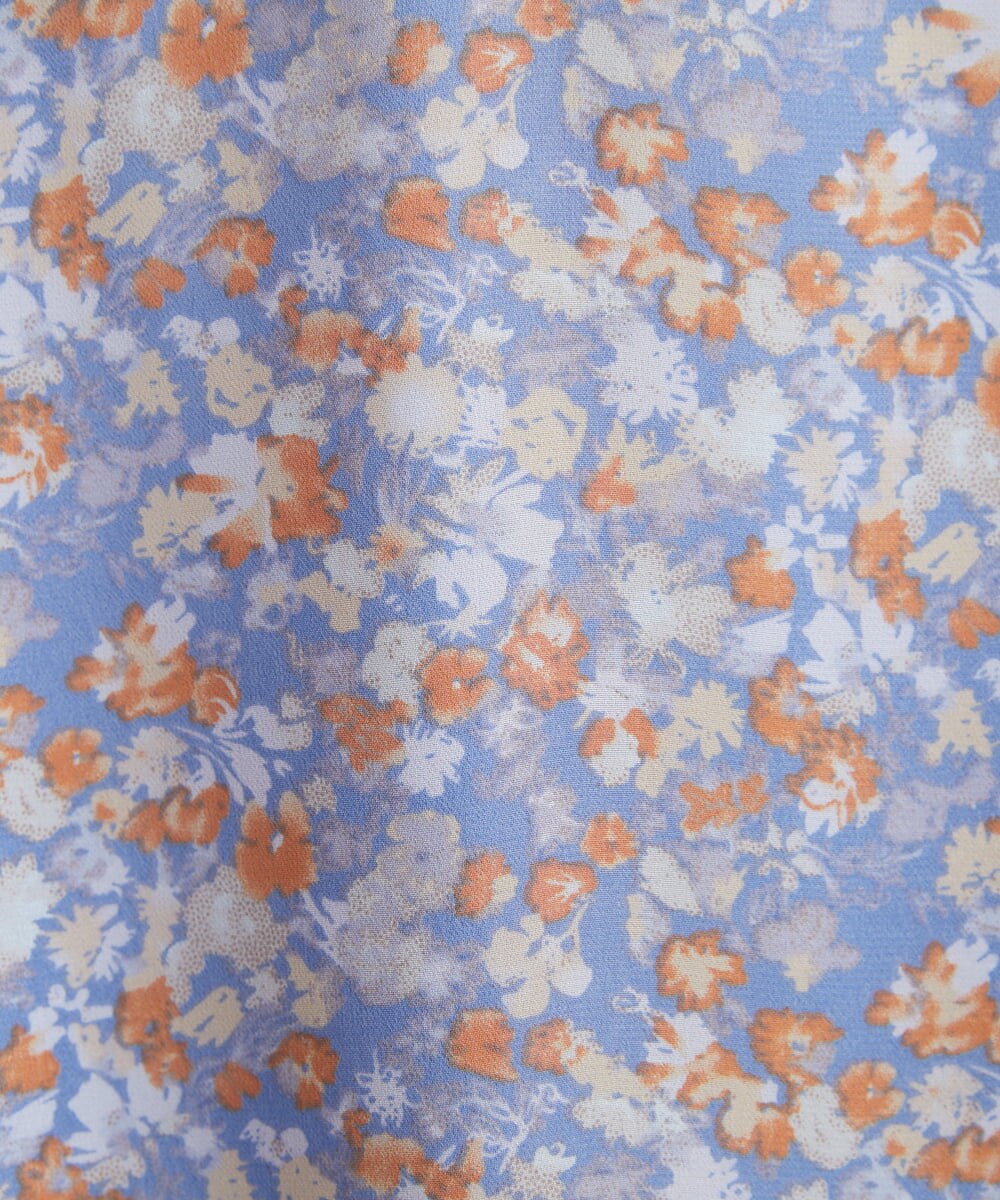 F1HGS08140 MK MICHEL KLEIN(小さいサイズ)(メゾン ドゥ サンク) 【小さいサイズ】花柄シフォンスカート/丈の長さが選べる/洗える ライトブルー
