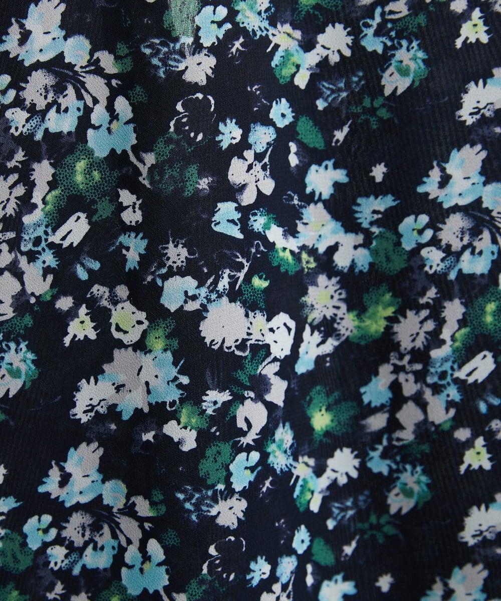 F1HGS08140 MK MICHEL KLEIN(小さいサイズ)(メゾン ドゥ サンク) 【小さいサイズ】花柄シフォンスカート/丈の長さが選べる/洗える ライトブルー